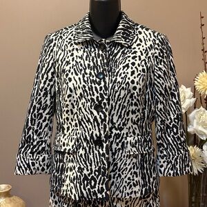 Talbots Black and Cream Animal Print Jacket 6P